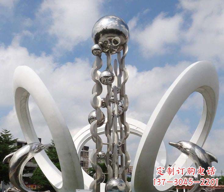 漳州精致不锈钢海豚雕塑