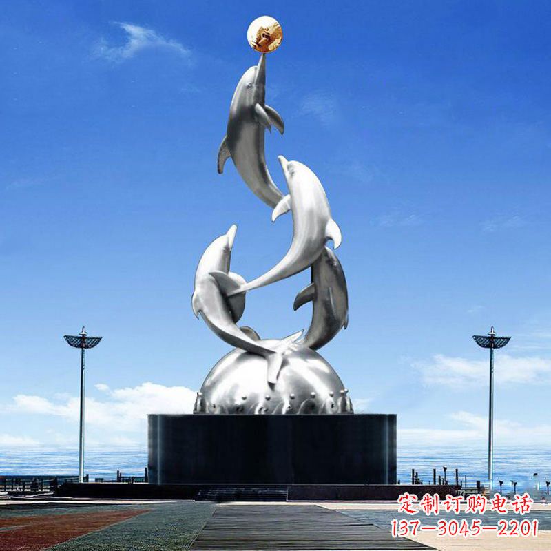 漳州引领潮流的不锈钢海豚雕塑