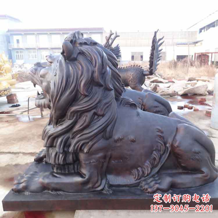 漳州纯铜港币狮子动物雕塑
