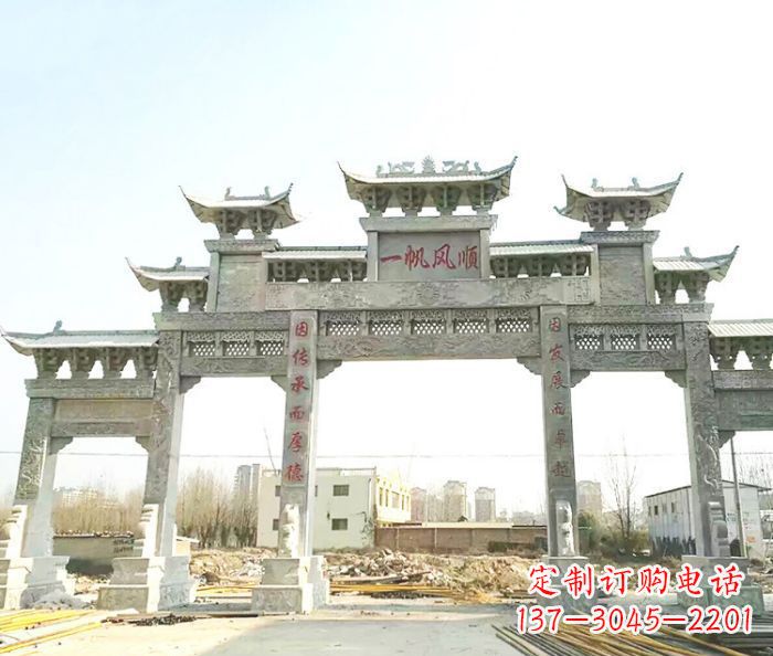 漳州大型五门石雕牌楼 (3)