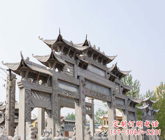 漳州大型五门石雕牌楼 (2)