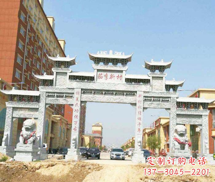 漳州大型五门石雕牌楼