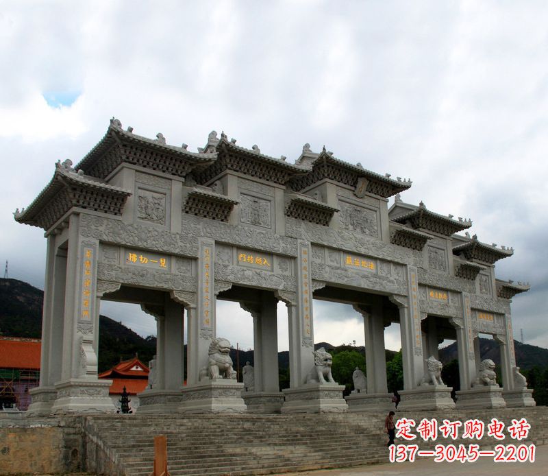漳州大型五门石雕牌楼雕塑