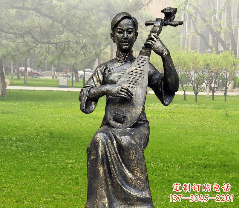 漳州高质量青铜人物弹琵琶雕塑