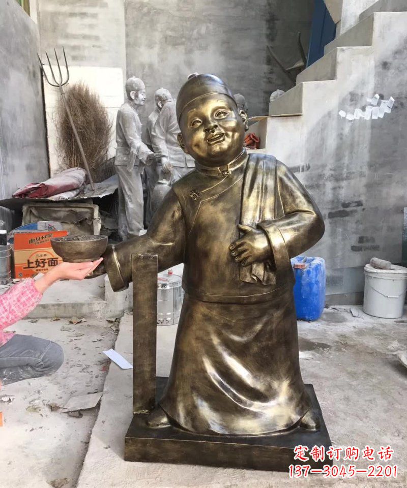 漳州店小二铜雕——精美精致的人物雕塑