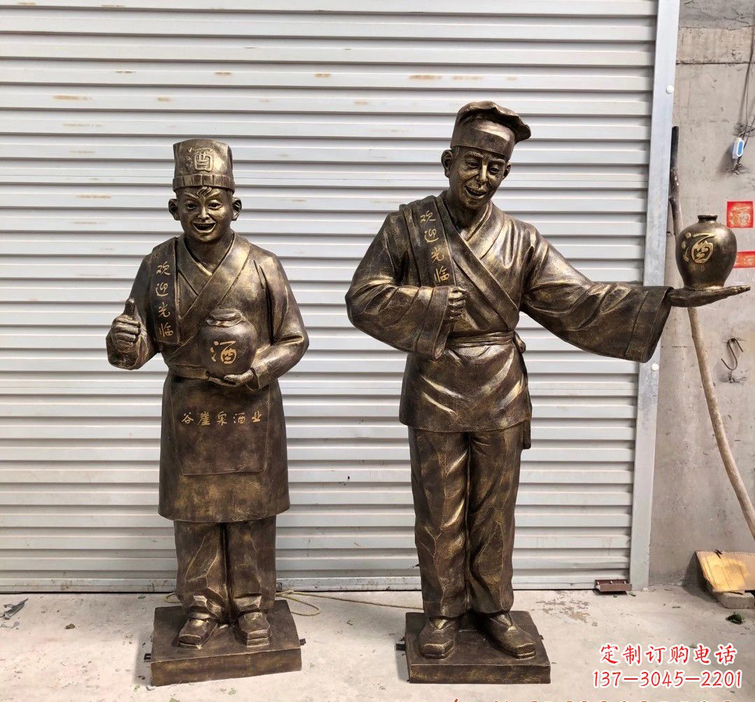 漳州店小二人物铜雕,带来贵族气派