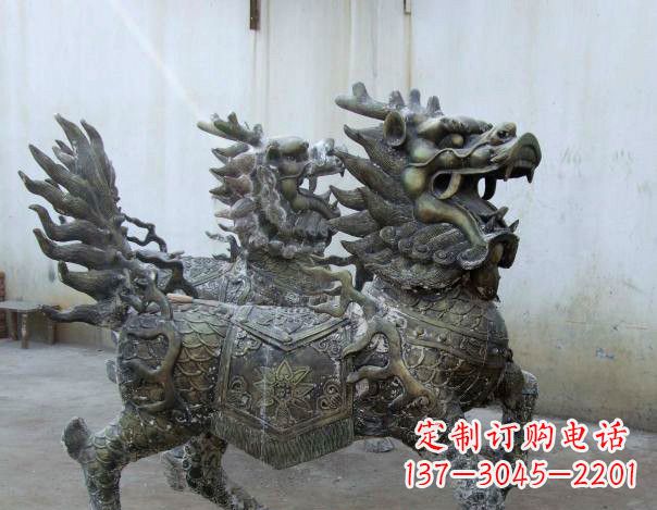 漳州精致手工铜麒麟雕塑