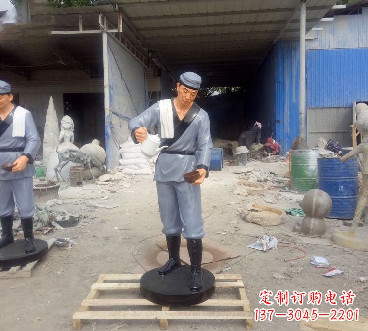 漳州铝合金仿真店小二雕塑
