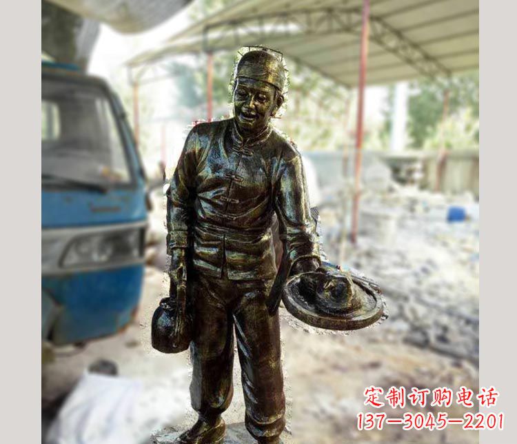漳州饭店上菜的店小二铜雕