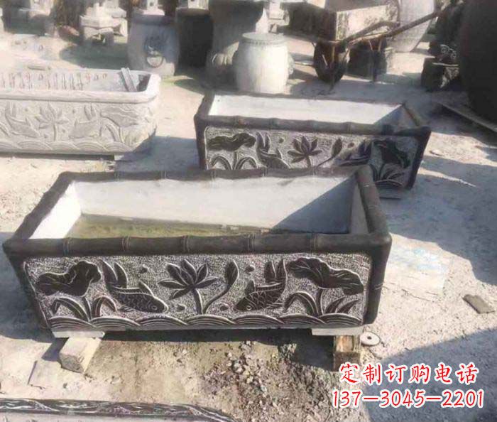 漳州精美仿古石水缸雕塑