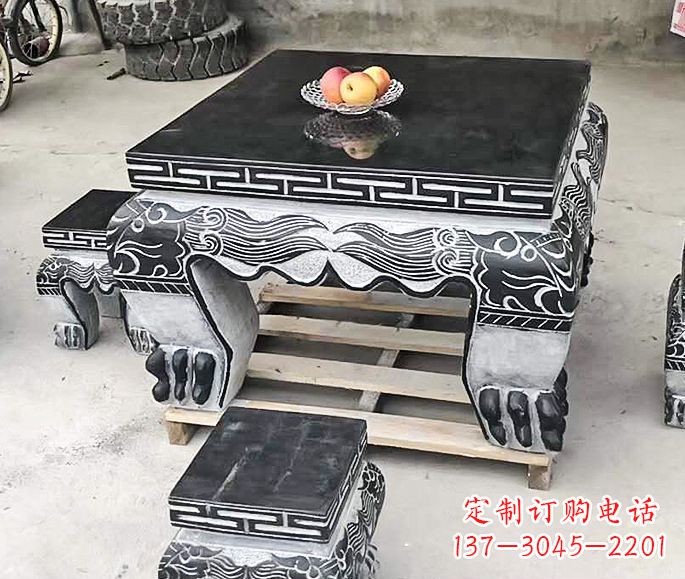 漳州中领雕塑方形仿古石桌凳
