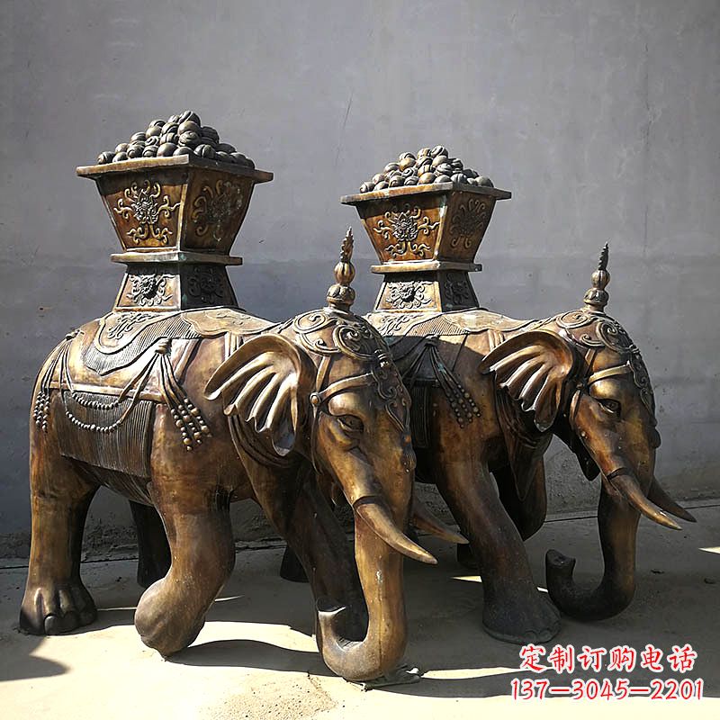 漳州中领雕塑-传承传统,大象铜雕精美古典
