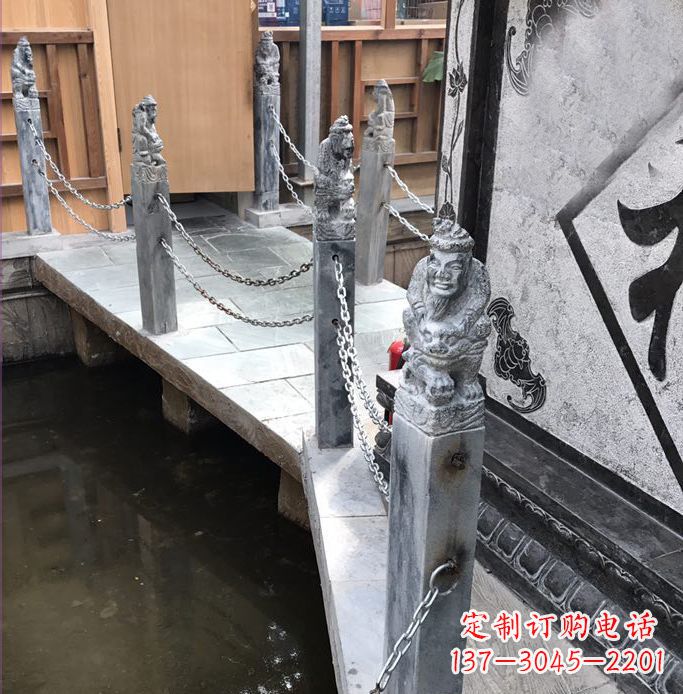 漳州仿古胡人拴马柱栏杆公园石雕