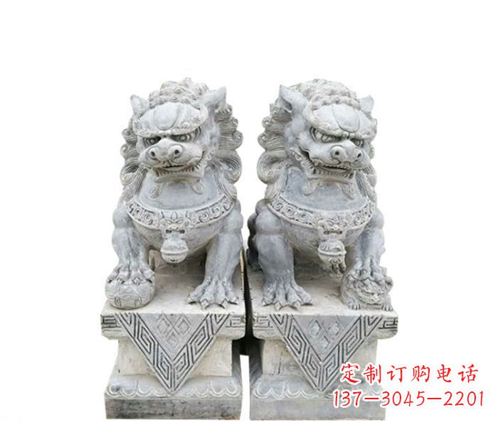 漳州仿古瑞兽狮子石雕 (2)
