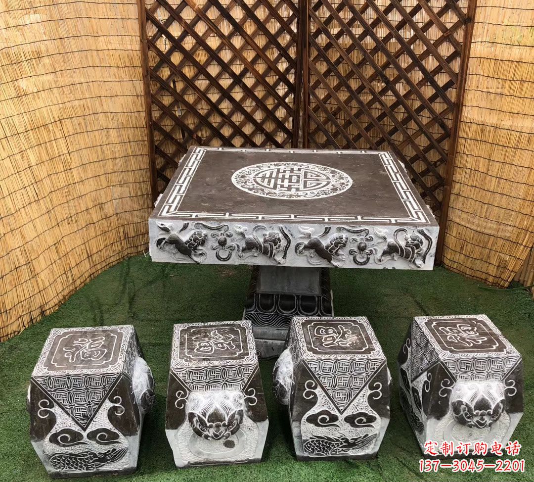 漳州仿古石桌凳公园景观石雕