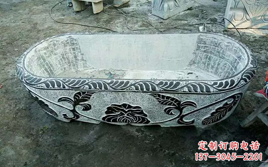 漳州风格独特的仿古石头水缸雕塑