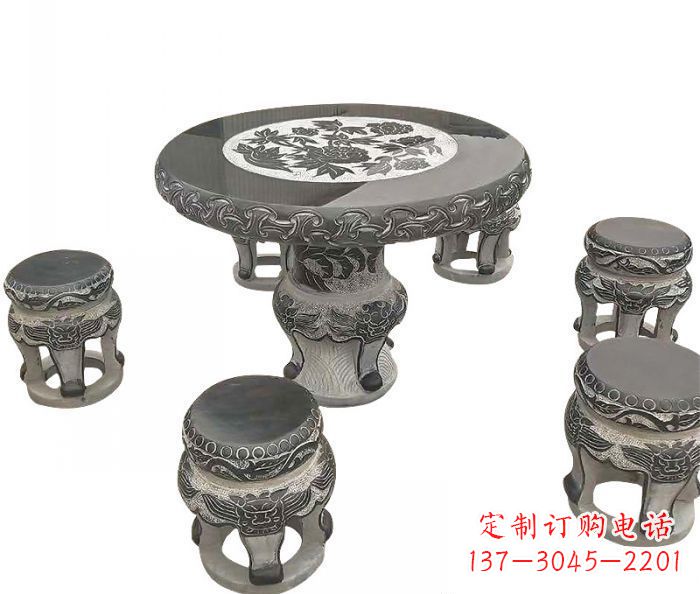 漳州仿古圆形石桌凳雕塑