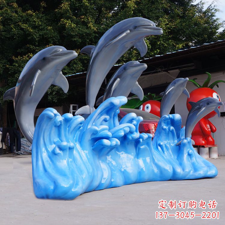 漳州艺术精美的海豚玻璃钢雕塑