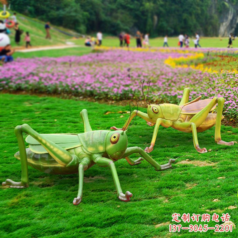 漳州仿真蝗虫蚂蚱草坪草丛动物雕塑摆件