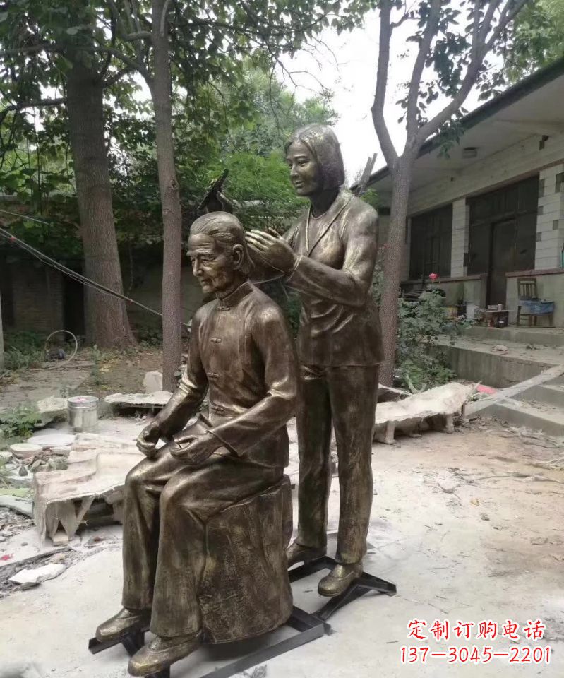 漳州产品名称纪念母亲的梳头人物铜雕