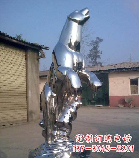 漳州公园不锈钢抽象北极熊动物雕塑