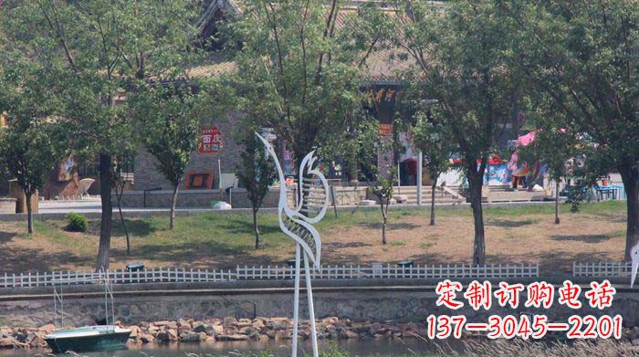 漳州融合瑞雪灵羽,灵灯晶莹不锈钢仙鹤雕塑