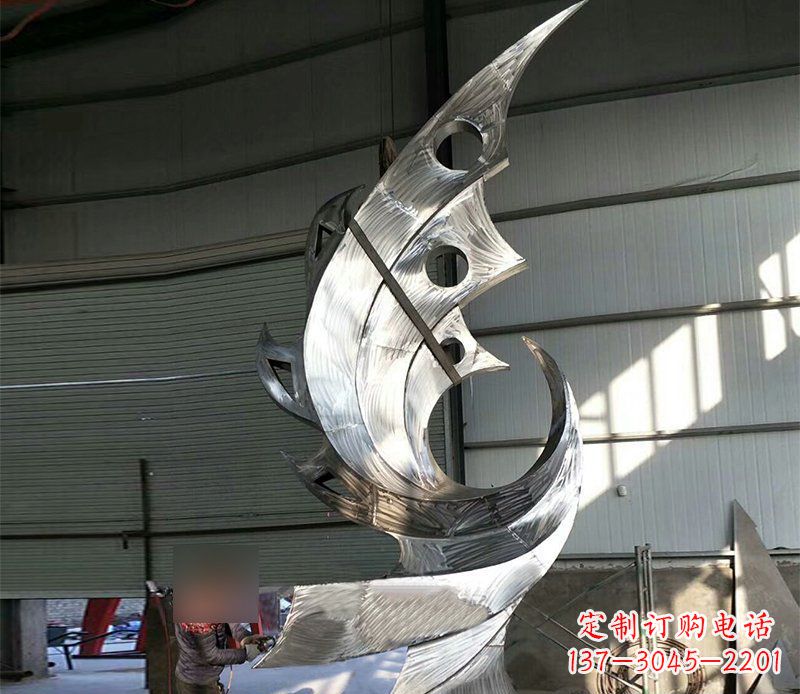 漳州公园不锈钢抽象凤凰景观雕塑 (3)