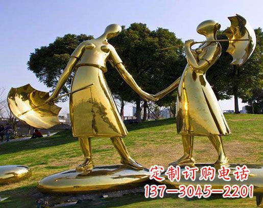 漳州长伴相守，情缘两生——不锈钢抽象情侣雕塑