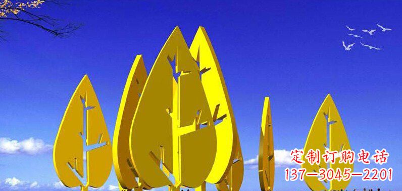 漳州抽象不锈钢树叶雕塑