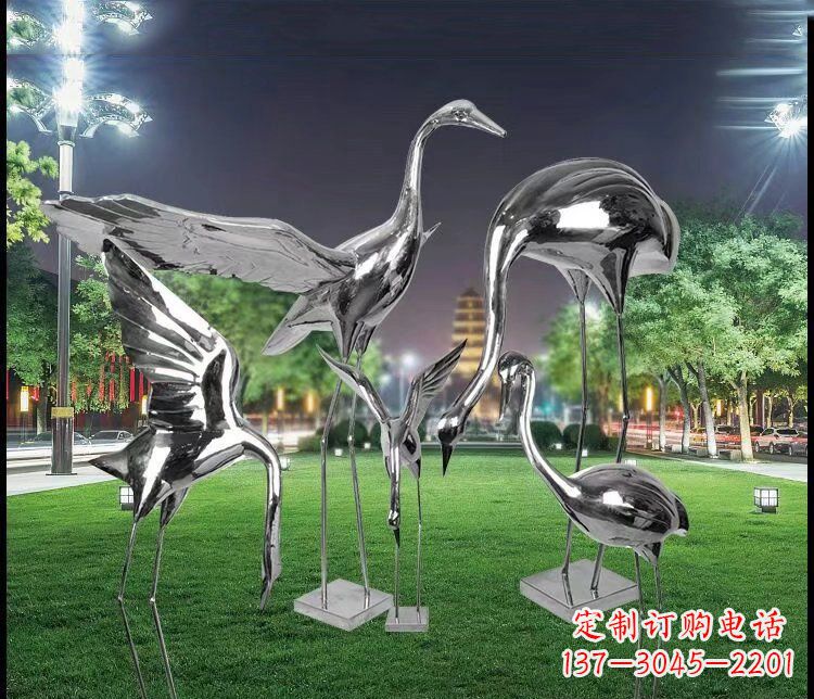 漳州大型不锈钢仙鹤雕塑