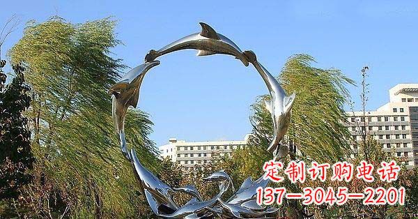 漳州华丽精致的不锈钢海豚雕塑