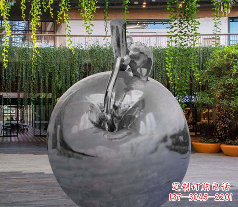 漳州公园时尚不锈钢镜面苹果雕塑