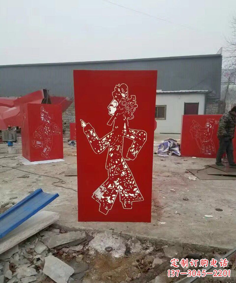 漳州不锈钢灯罩皮影戏人物雕塑