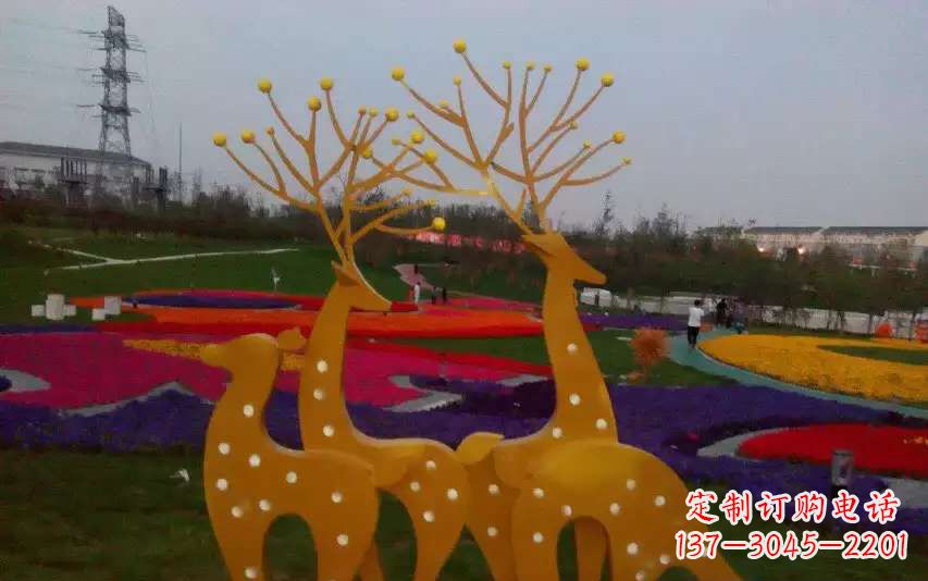 漳州不锈钢美陈动物鹿雕塑