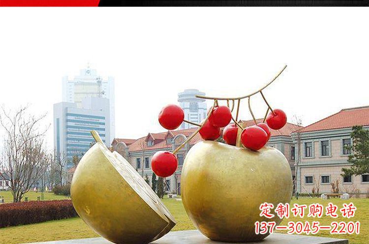 漳州公园不锈钢苹果樱桃雕塑