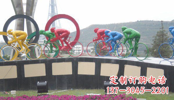 漳州品味传统,扬帆未来——不锈钢骑自行车雕塑