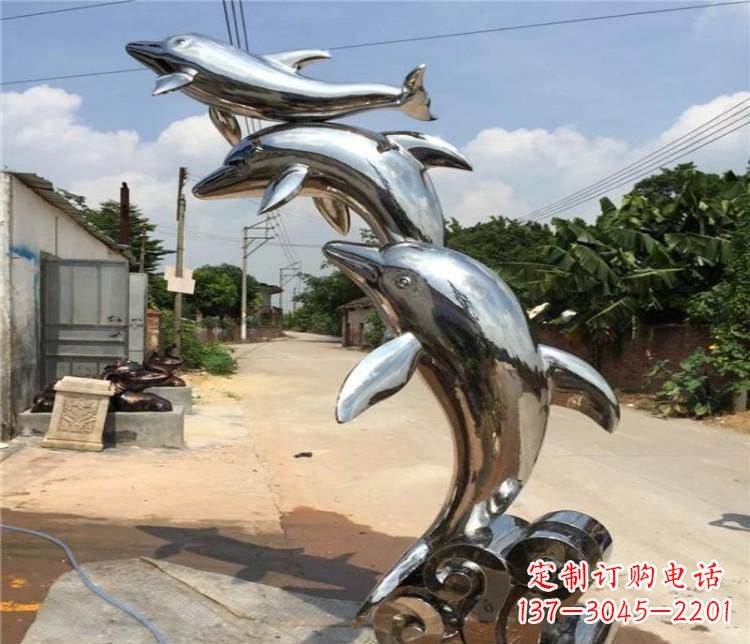 漳州冲浪海豚不锈钢雕塑