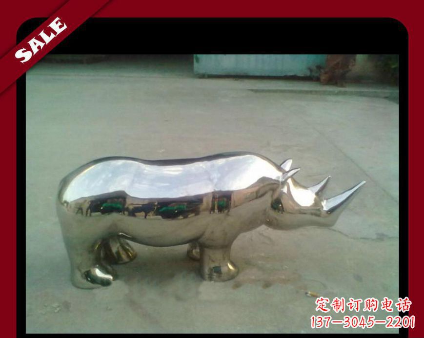 漳州犀牛不锈钢雕塑给公园更多抢眼的艺术景观
