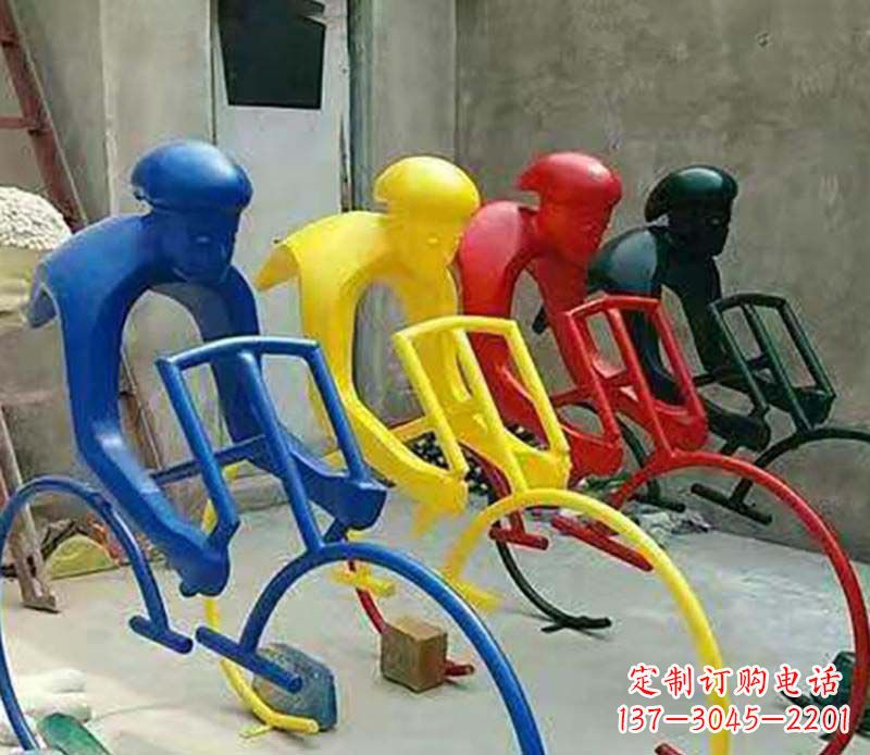 漳州公园不锈钢自行车运动人物景观摆件雕塑