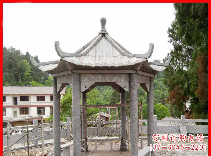 漳州精美大理石六角石凉亭雕塑