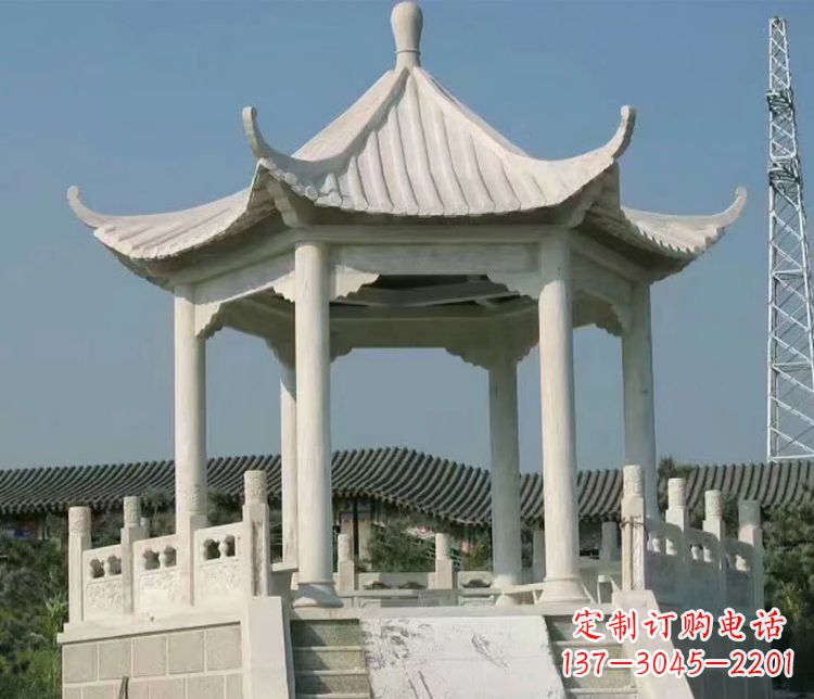 漳州极具视觉冲击力的大理石六角石凉亭雕塑