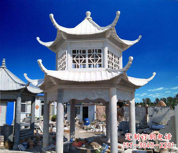漳州大理石双层凉亭雕塑