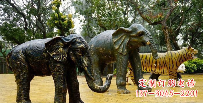 漳州公园大象动物铜雕_1