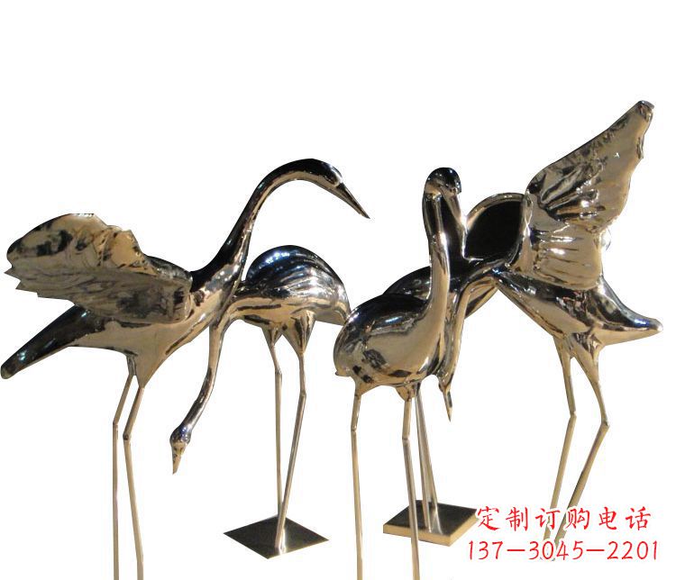 漳州三角中国领雕塑不锈钢仙鹤雕塑