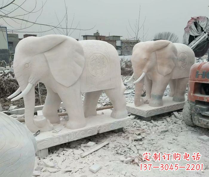 漳州公园动物大象石雕 (5)