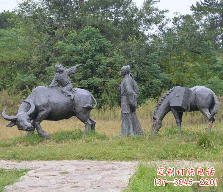 漳州公园杜牧人物小品铜雕