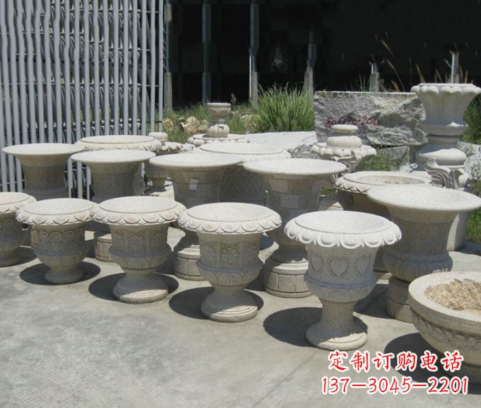 漳州大理石花盆石雕艺术品