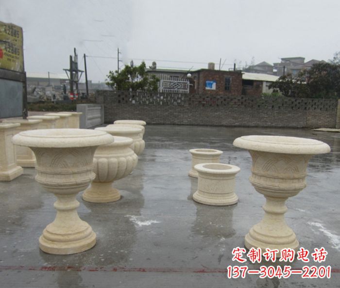 漳州完美绽放——大理石花盆石雕