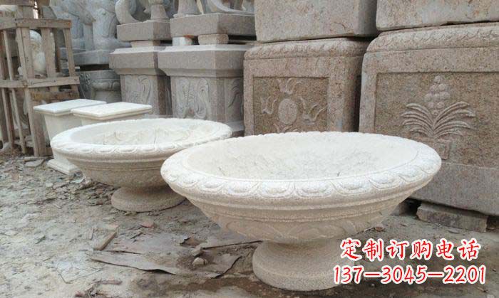 漳州细腻雅致的大理石花盆石雕
