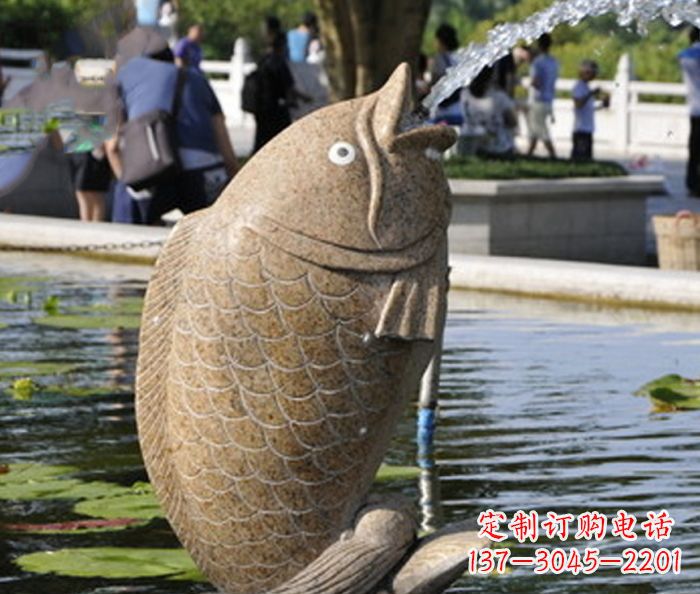 漳州大理石鲤鱼喷泉石雕